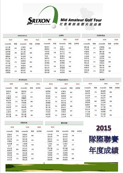 2015隊際聯賽年度成績